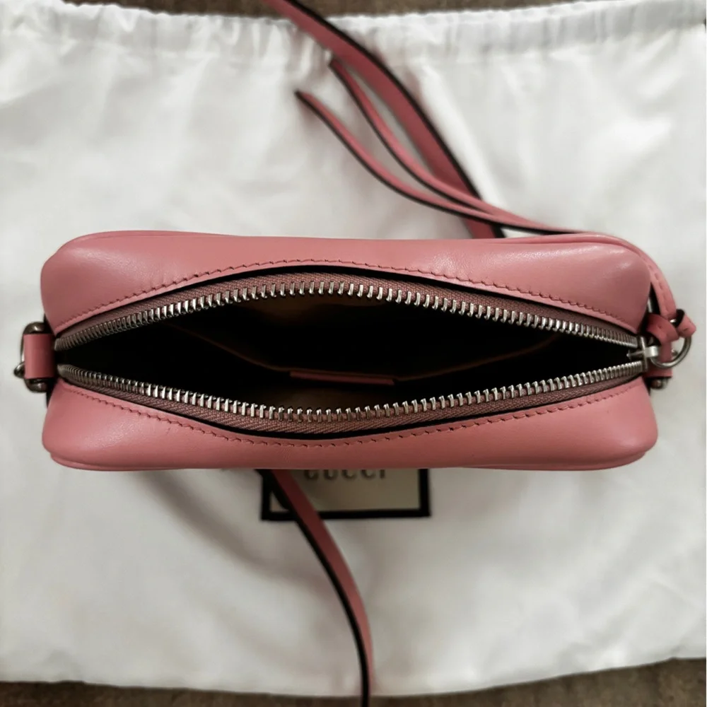 Gucci GG Marmont Small Camera Bag Blush Pink Matelassé Leather Silver Hardware - Picture 7 of 12